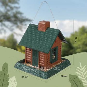 casa comedero para pájaros estilo granja verde