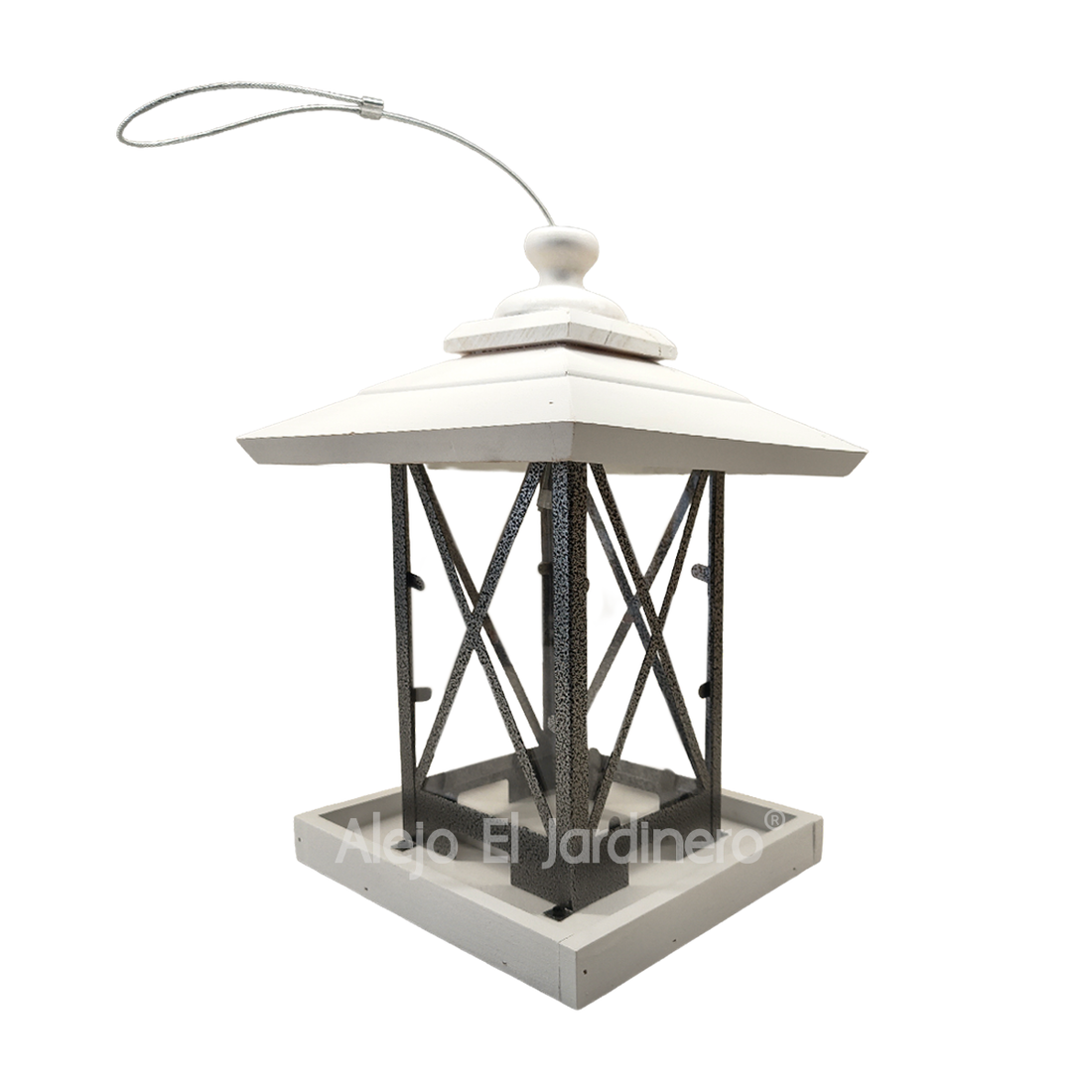 casa comedero para pájaros estilo farol artesanal