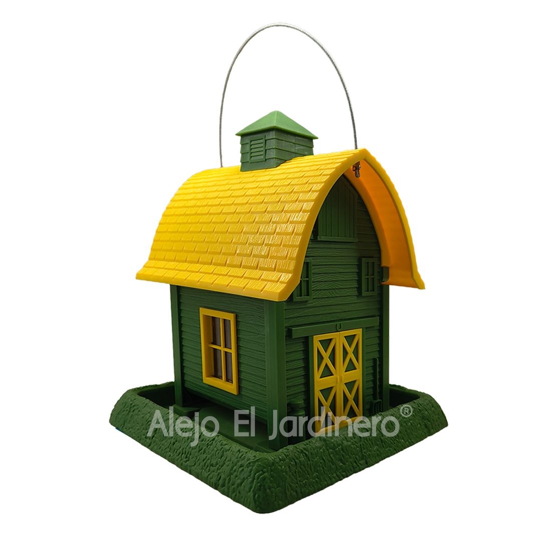 casa comedero para pájaros estilo granja verde
