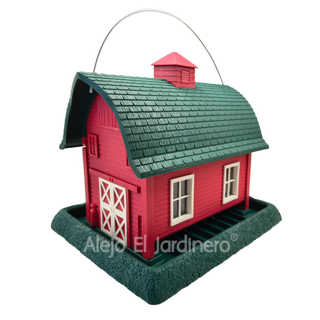 casa comedero para pájaros grande estilo granja roja