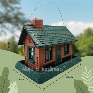casa comedero para pájaros grande estilo cabaña de troncos