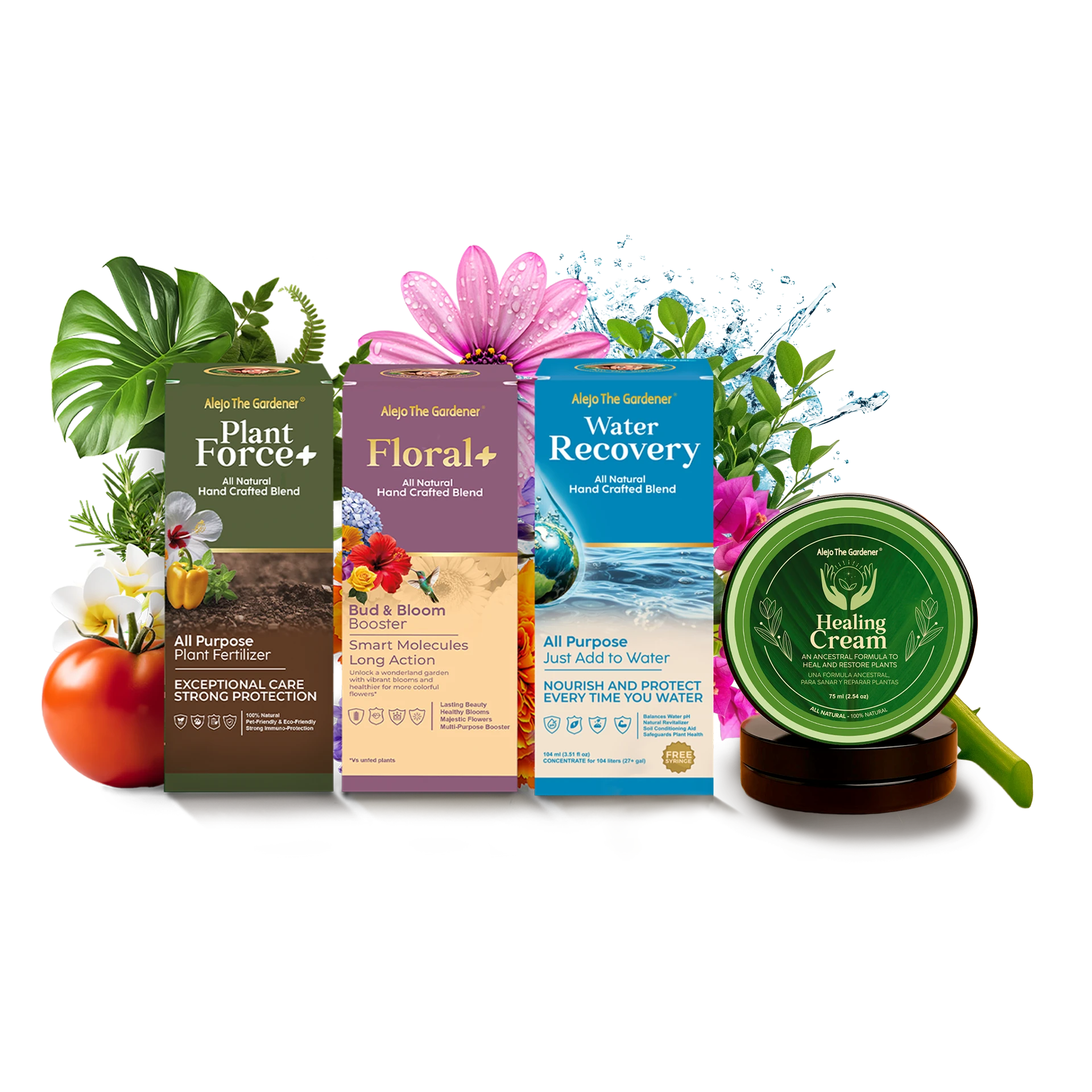 ¡Combo Plant Lover! 4 productos: Plant Force+ | Floral+ | Water Recovery | Healing Cream
