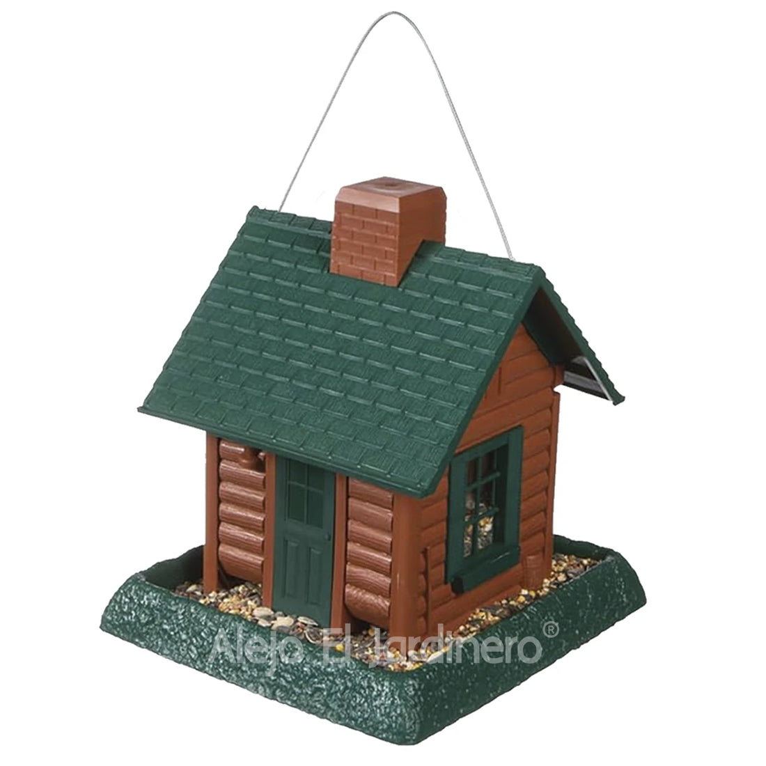 casa comedero para pájaros estilo granja verde